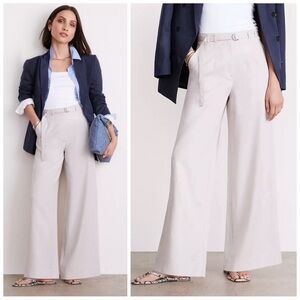 LOFT Women’s Size 8 Pale Pumice Linen Blend Versa Pure Spun Belted Wide Leg Pant